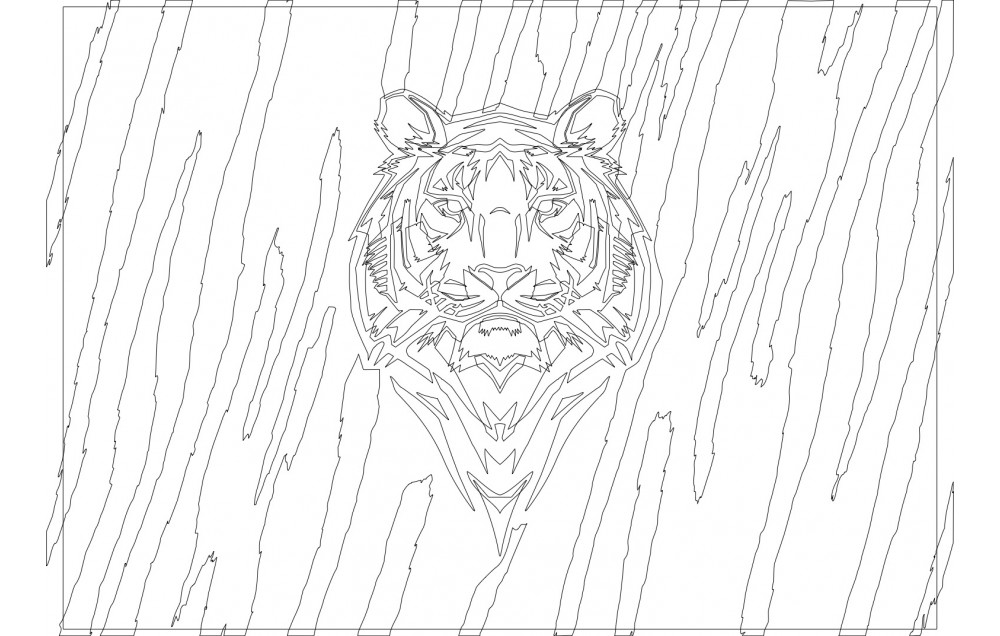 Tiger head on the background of tiger skin